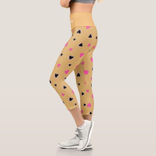 Luxus Moderne Elegante Liebe Goldenes Herz Capri Leggings (Links)