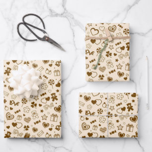 Luxus Moderne Elegante Liebe Goldenes Herz Geschenkpapier Set