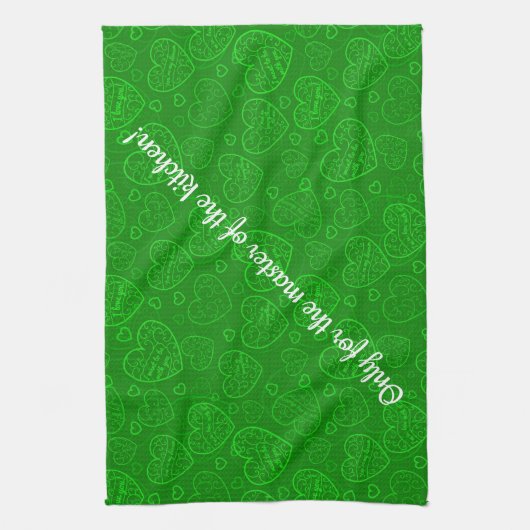 Luxus Moderne Elegante Liebe Grünes Herz Geschirrtuch (Vertikal)