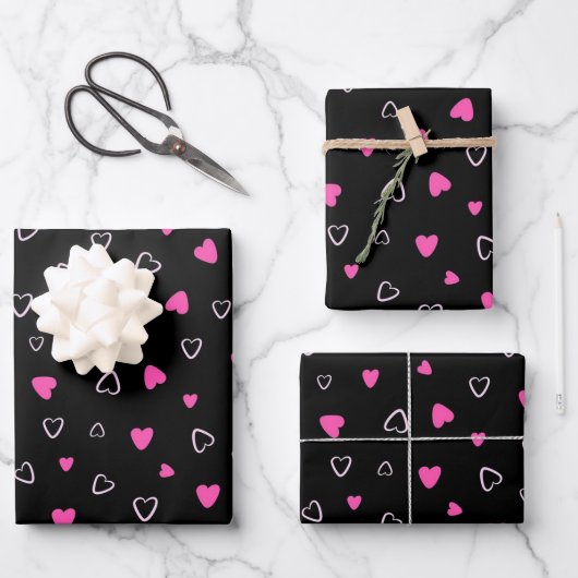Luxus Moderne Elegante Liebe Herz Geschenkpapier Set (Vorderseite)