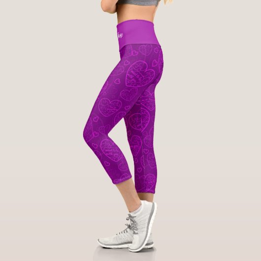 Luxus Moderne Elegante Liebe Lila Herz Capri Leggings (Links)