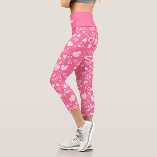 Luxus Moderne Elegante Liebe Rosa Herz Capri Leggings (Links)