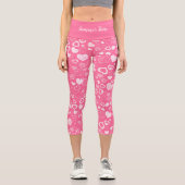 Luxus Moderne Elegante Liebe Rosa Herz Capri Leggings (Vorderseite)