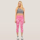 Luxus Moderne Elegante Liebe Rosa Herz Capri Leggings (Vorderseite)