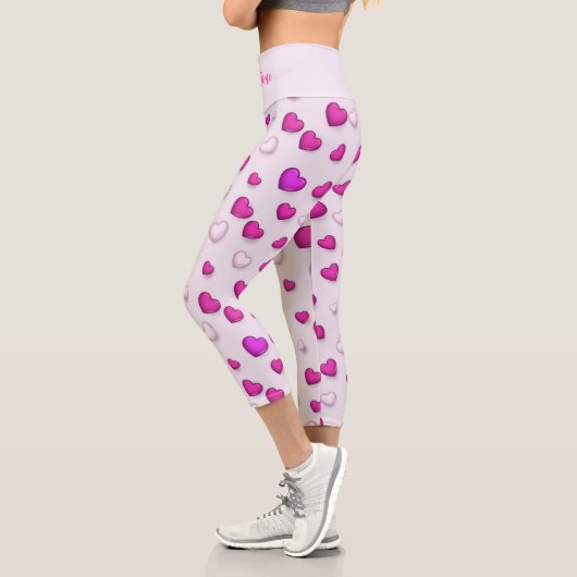 Luxus Moderne Elegante Liebe Rosa Herz Capri Leggings (Links)