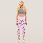 Luxus Moderne Elegante Liebe Rosa Herz Capri Leggings (Vorderseite)