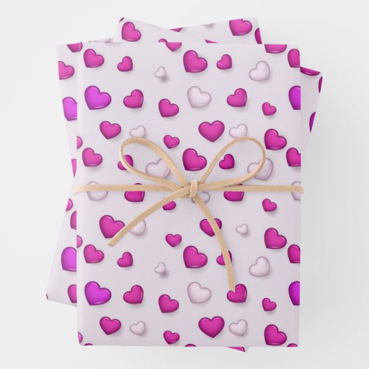 Luxus Moderne Elegante Liebe Rosa Herz Geschenkpapier Set (Beispiel)