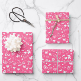 Luxus Moderne Elegante Liebe Rosa Herz Geschenkpapier Set