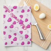 Luxus Moderne Elegante Liebe Rosa Herz Geschirrtuch (Viertel Falte)