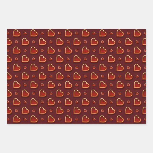 Luxus Moderne Elegante Liebe Rotes Gold Herzstück Geschenkpapier Set (Vorderseite)