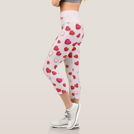 Luxus Moderne Elegante Liebe Rotes Herz Capri Leggings (Links)