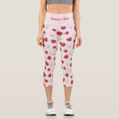 Luxus Moderne Elegante Liebe Rotes Herz Capri Leggings (Vorderseite)