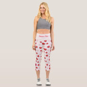 Luxus Moderne Elegante Liebe Rotes Herz Capri Leggings (Vorderseite)