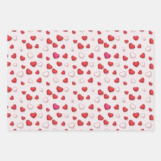 Luxus Moderne Elegante Liebe Rotes Herz Geschenkpapier Set (Vorderseite)