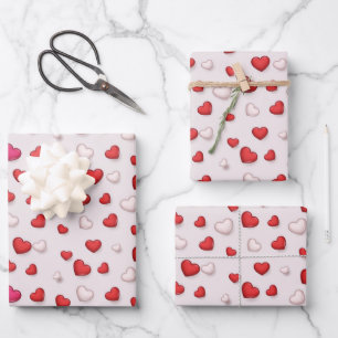 Luxus Moderne Elegante Liebe Rotes Herz Geschenkpapier Set