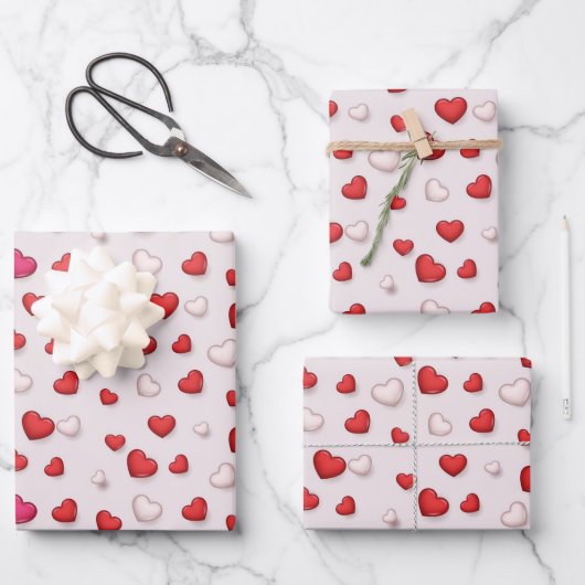 Luxus Moderne Elegante Liebe Rotes Herz Geschenkpapier Set (Vorderseite)