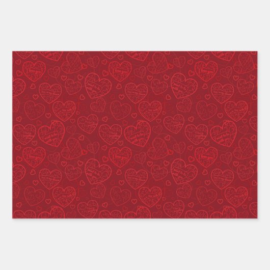 Luxus Moderne Elegante Liebe Rotes Herz Geschenkpapier Set (Vorderseite 2)