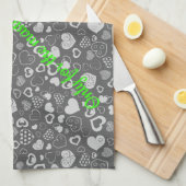 Luxus Moderne Elegante Liebe Silberes Herz Geschirrtuch (Viertel Falte)