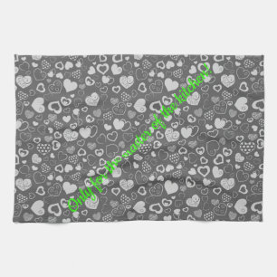 Luxus Moderne Elegante Liebe Silberes Herz Geschirrtuch