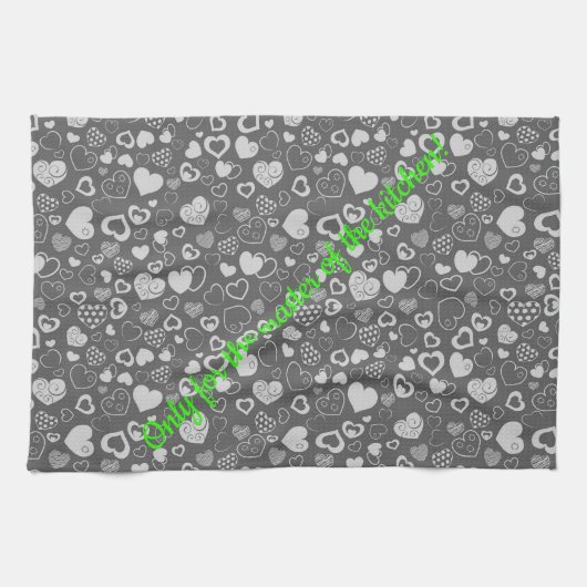 Luxus Moderne Elegante Liebe Silberes Herz Geschirrtuch (Horizontal)