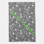 Luxus Moderne Elegante Liebe Silberes Herz Geschirrtuch (Vertikal)