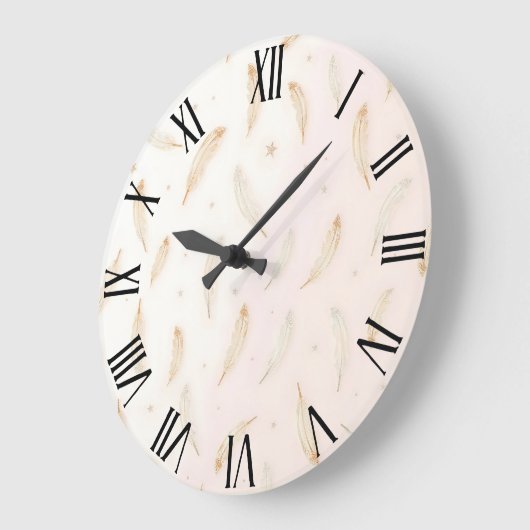 Luxus Moderne Feathers Boho Collection Große Wanduhr (Winkel)