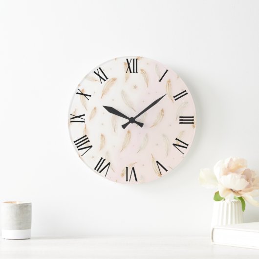 Luxus Moderne Feathers Boho Collection Große Wanduhr (Zuhause)