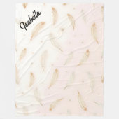 Luxus Moderne Federn Boho Kollektion Fleecedecke (Vorderseite)