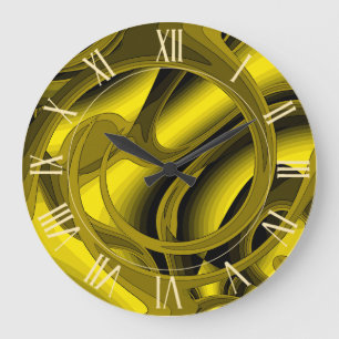 Luxus Moderne Gold Abstrakte florale Rose Große Wanduhr