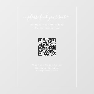 Luxus-Moderne-Hochzeit QR-Code Sitzplan-Schild Fensteraufkleber