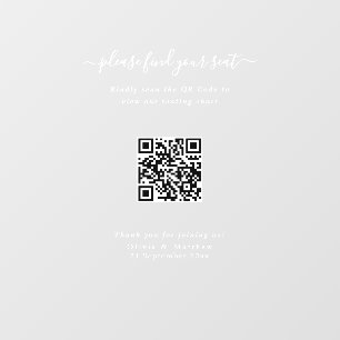 Luxus-Moderne-Hochzeit QR-Code Sitzplan-Schild Fensteraufkleber