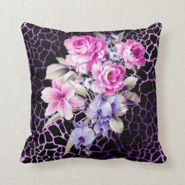 Luxus Moderne Lila Schwarze Rose Tigar Kissen