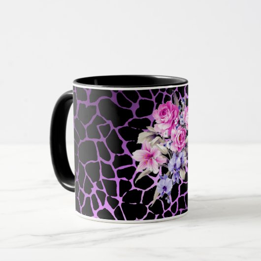 Luxus Moderne Lila Schwarze Rose Tigar Tasse (Vorderseite Links)