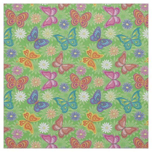 Luxus Moderne natürliche Blütenschmetterlinge Stoff (Muster)
