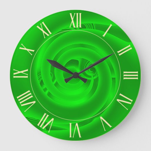 Luxus Moderne Neon Green Abstrakt Floral Rose Große Wanduhr (Vorderseite)