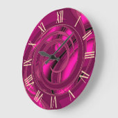 Luxus Moderne rosa Abstrakte florale Rose Große Wanduhr (Winkel)