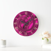 Luxus Moderne rosa Abstrakte florale Rose Große Wanduhr (Zuhause)