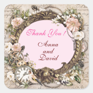 Luxus Moderne Rosa Rose Fügen Sie Ihren Text Quadr Quadratischer Aufkleber