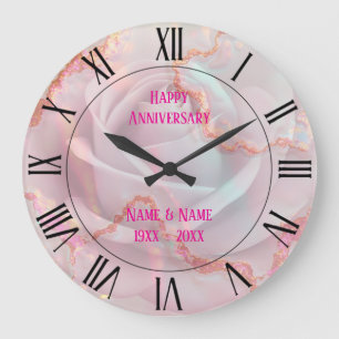 Luxus Moderne Rosé-Weich-Mint-Gold-Kollektion Große Wanduhr