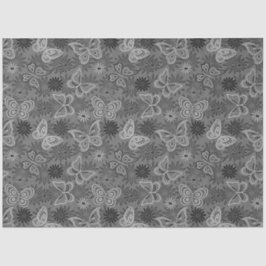 Luxus Moderne Silberne natürliche Blütenschmetterl Seidenpapier (Vorderseite)