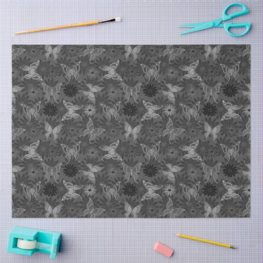 Luxus Moderne Silberne natürliche Blütenschmetterl Seidenpapier (Basteln)