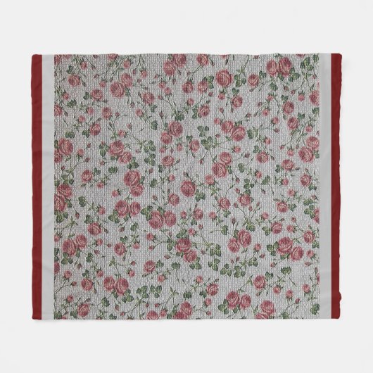 Luxus Moderne Vintage Rose Fleecedecke (Vorderseite (Horizontal))