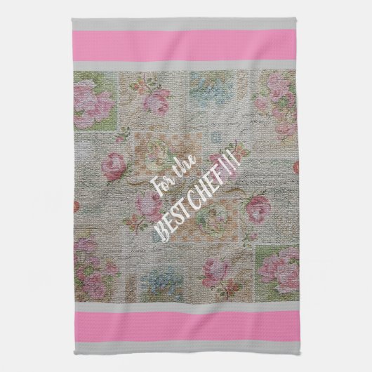 Luxus Moderne Vintage Rose Geschirrtuch (Vertikal)