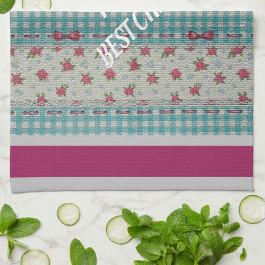 Luxus Moderne Vintage Rose Geschirrtuch (Gefaltet)