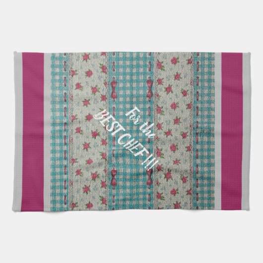 Luxus Moderne Vintage Rose Geschirrtuch (Horizontal)