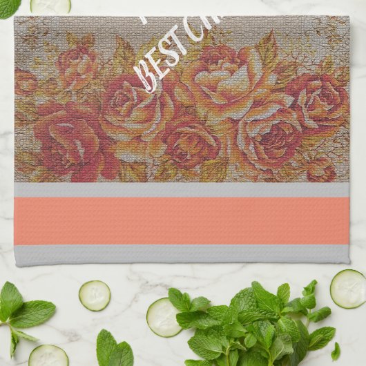 Luxus Moderne Vintage Rose Geschirrtuch (Gefaltet)