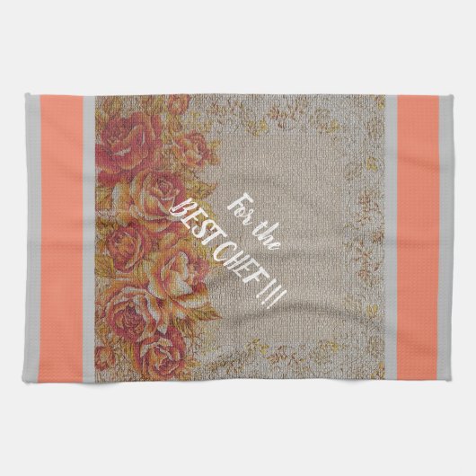 Luxus Moderne Vintage Rose Geschirrtuch (Horizontal)