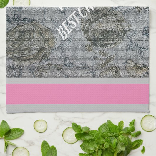 Luxus Moderne Vintage Rose Geschirrtuch (Gefaltet)