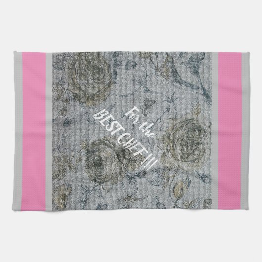 Luxus Moderne Vintage Rose Geschirrtuch (Horizontal)