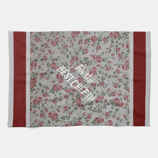 Luxus Moderne Vintage Rose Geschirrtuch (Horizontal)